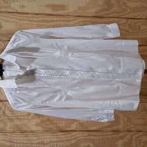 ZOA New York White Pleated Long Sleeve Tunic Blouse Size S